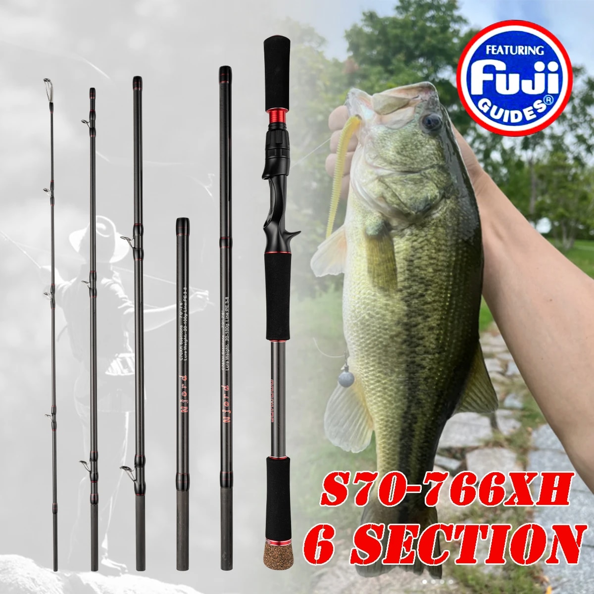 صنارة الصيد والغزل 6 أقسام ، 3 - مراجعة Fishing Rod Surf وسعره